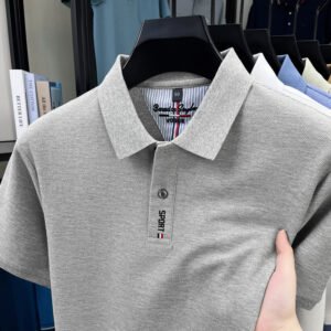 New High-End Embroidered Lapel Fashion, Sweat-Absorbent, Breathable Short-Sleeved Men T-Shirt MAR6